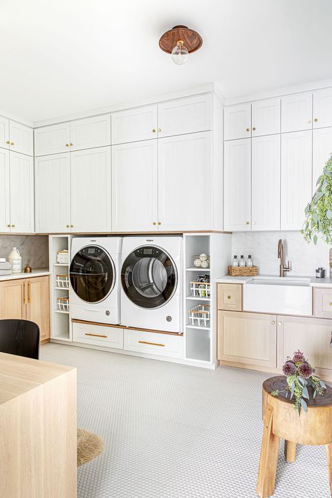 laundry room ideas, built in washer and dryer