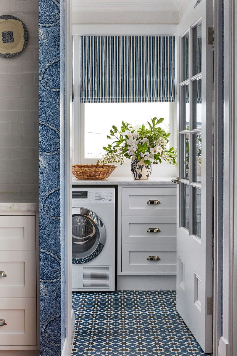 preppy blue bathroom