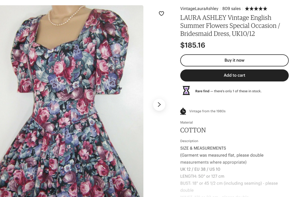 Image of a Laura Ashley dress available on Etsy