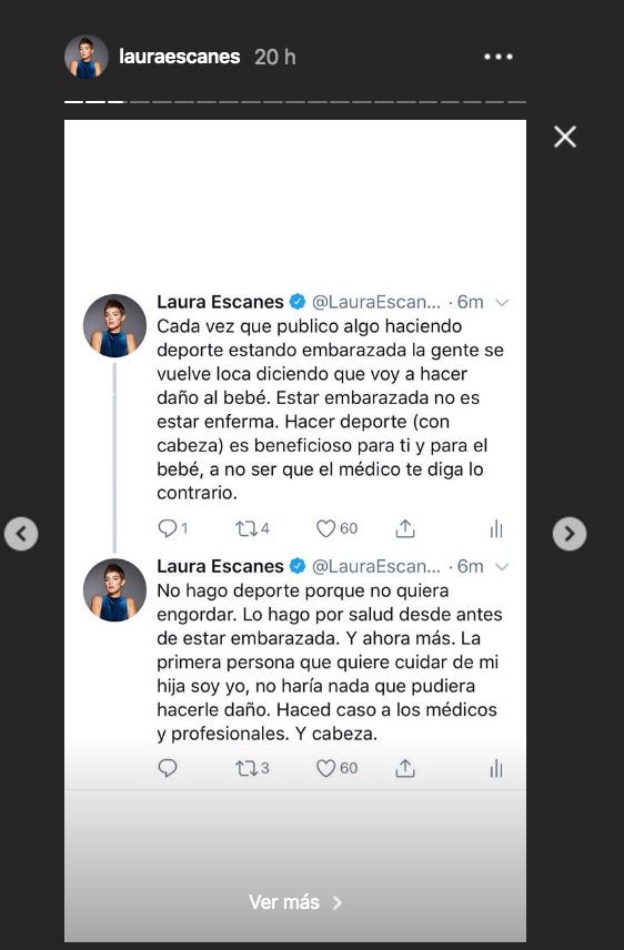 Laura Escanes se defiende de las críticas por hacer deporte durante el embarazo