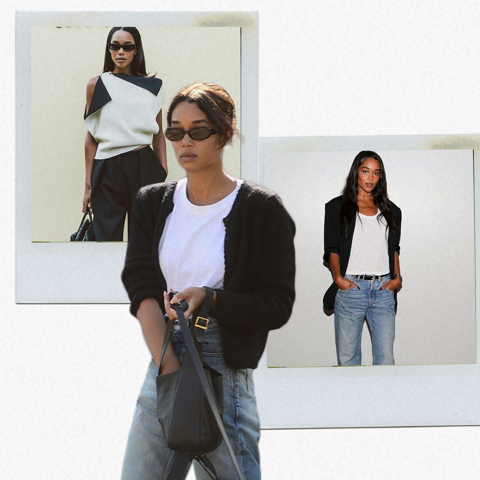 fashion collage featuring three outfits on individuals