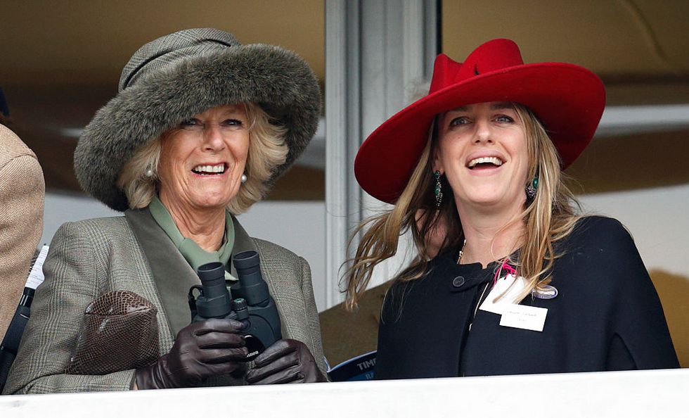 cheltenham, united kingdom   march 11 embargoed for publication in uk newspapers until 48 hours after create date and time camilla, duchess of cornwall and daughter laura lopes watch the racing as they attend day 2 of the cheltenham festival at cheltenham racecourse on march 11, 2015 in cheltenham, england photo by max mumbyindigogetty images