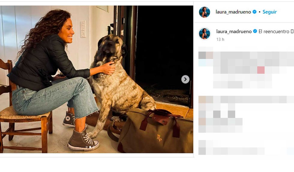 laura madrueño, tras regresar de 'supervivientes', con su mascota