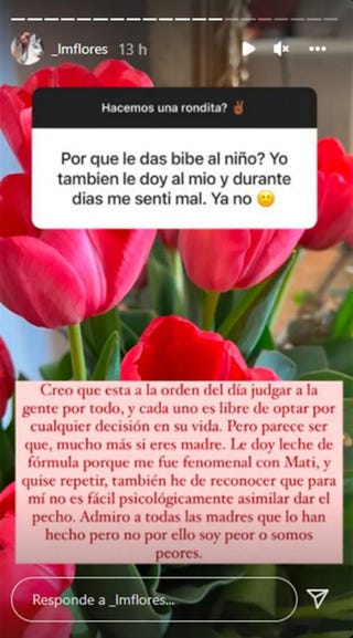 laura matamoros explica por qué da biberón y no pecho a su bebé benji