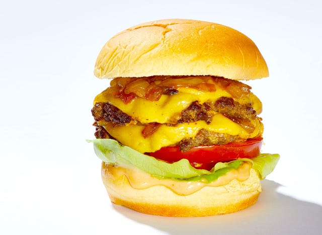 Food, Hamburger, Cheeseburger, Dish, Fast food, Breakfast sandwich, Ingredient, Veggie burger, Cuisine, Junk food, 