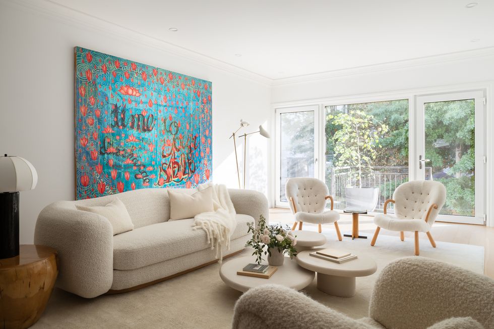 modern living room with oversized art