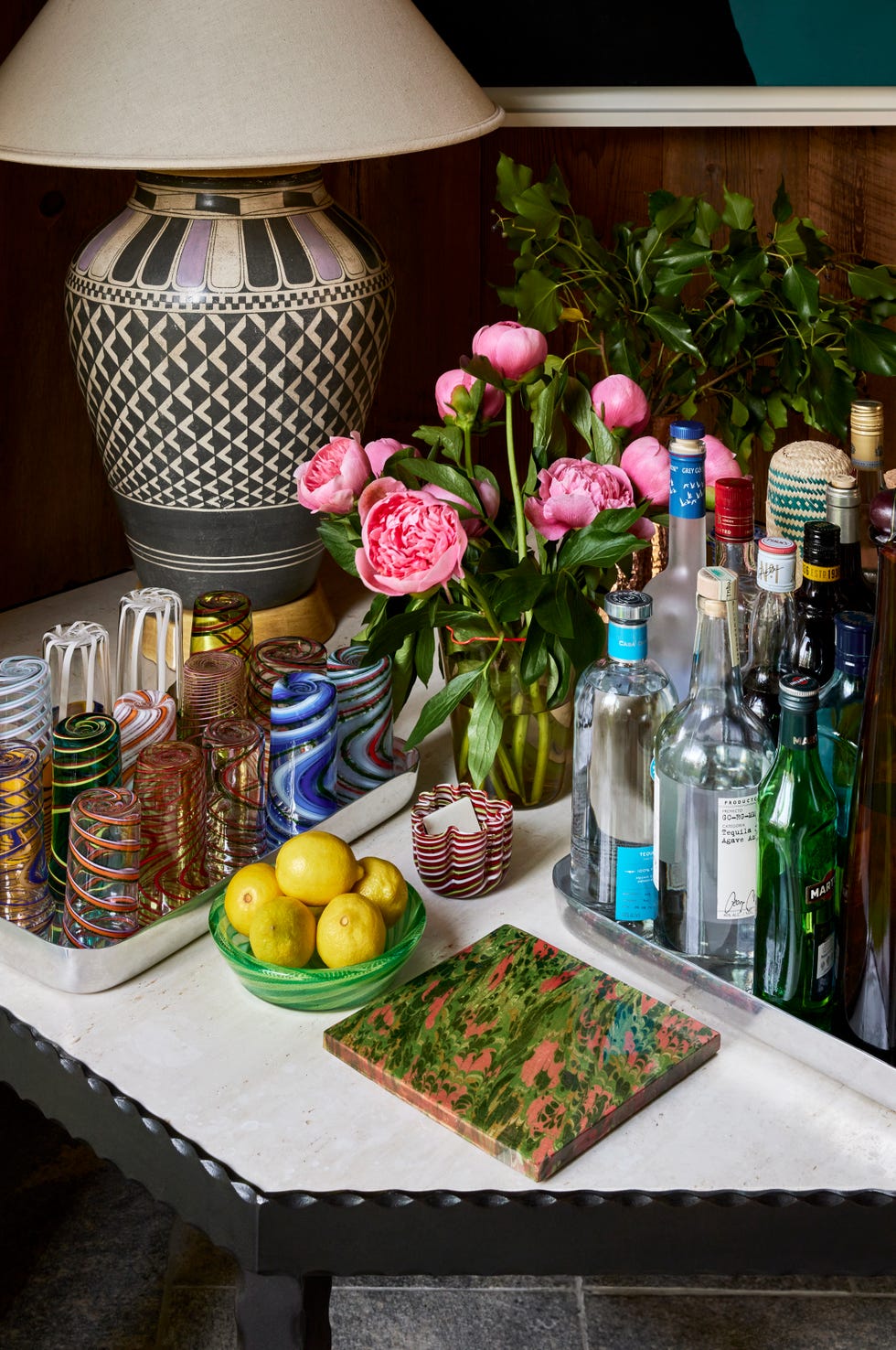 a bar setup on a table