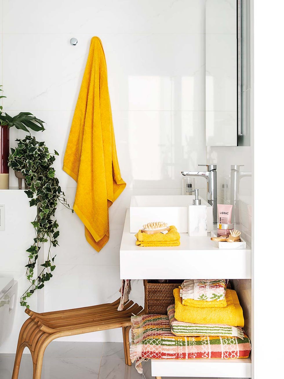 Yellow, Orange, Room, Furniture, Interior design, Curtain, Wall, Table, Textile, Home, 