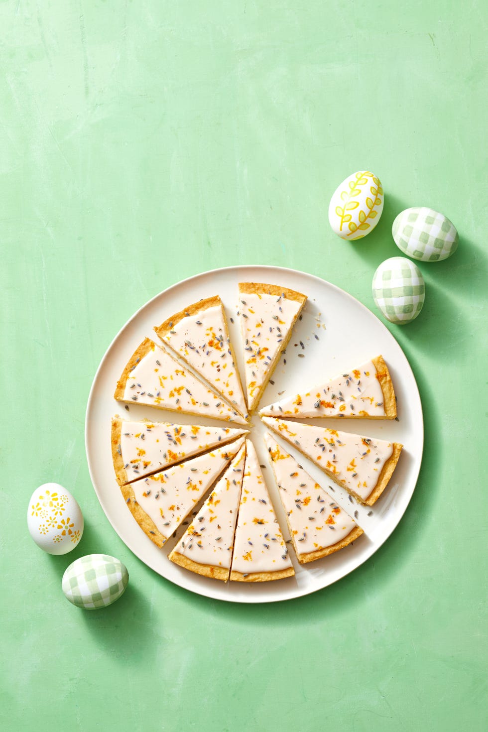 lavender shortbread wedges in the shape of a pie