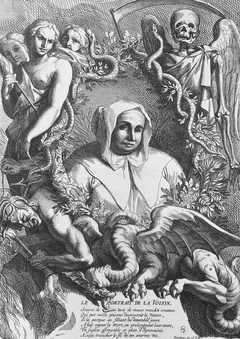 france   circa 2003 affair of the poisons, catherine deshayes, known as la voisin paris, 1640 1680, fortune teller, witch, midwife, tried and burned at the stake in 1681 engraving france paris, hôtel carnavalet art museum photo by deagostinigetty images