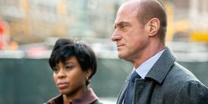 law  order organized crime    not your fathers organized crime episode 102    pictured l r danielle moné truitt as sergeant ayanna bell, christopher meloni as detective elliot stabler    photo by virginia sherwoodnbc