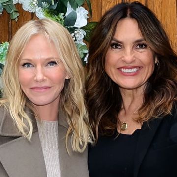 kelli giddish and mariska hargitay are seen on the set of law order special victims unit on april 02, 2024 in new york city