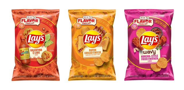 three bags of lay's chips