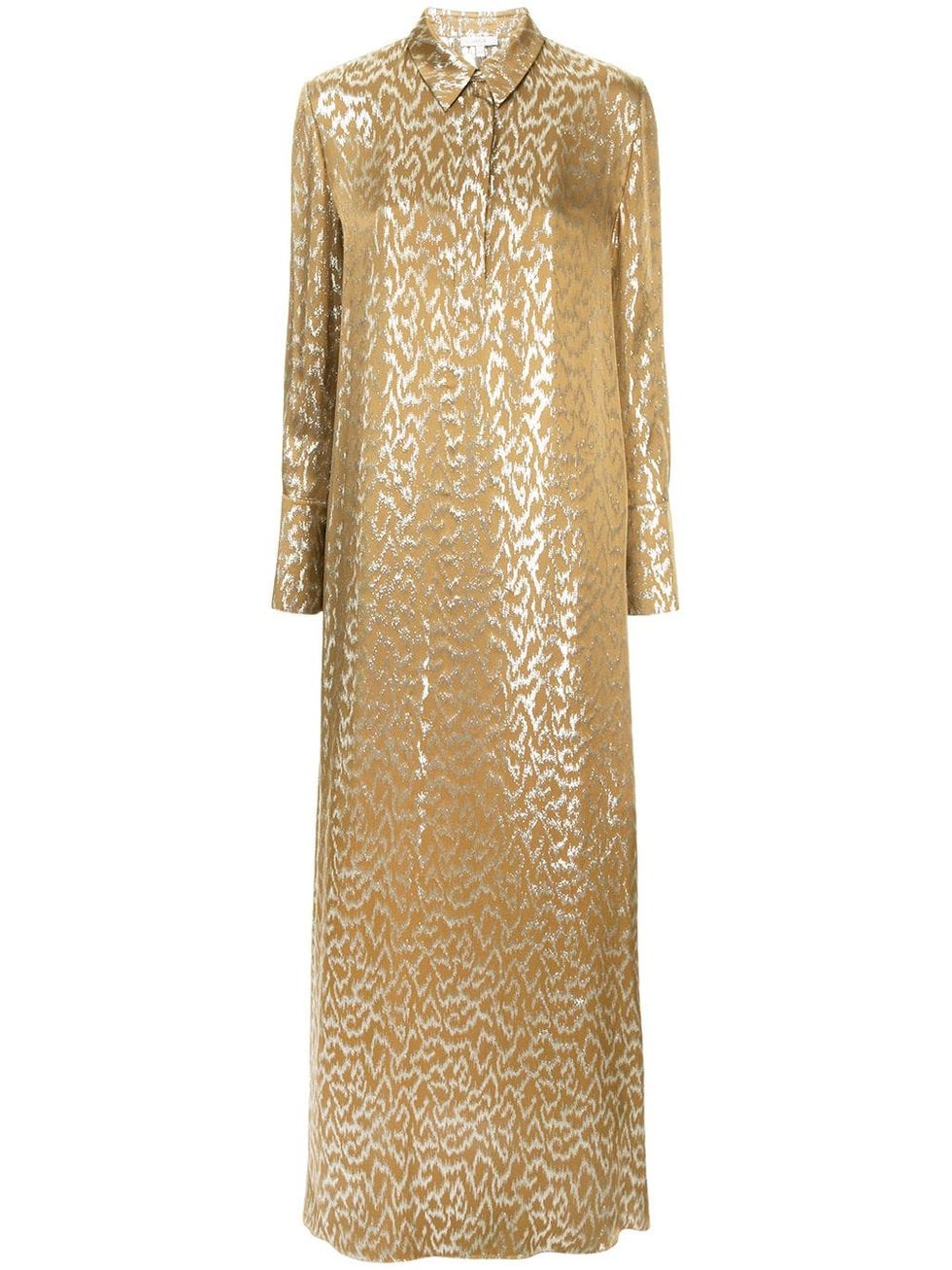 Clothing, Dress, Day dress, Beige, Yellow, Sleeve, Formal wear, Gown, Neck, Cocktail dress, 