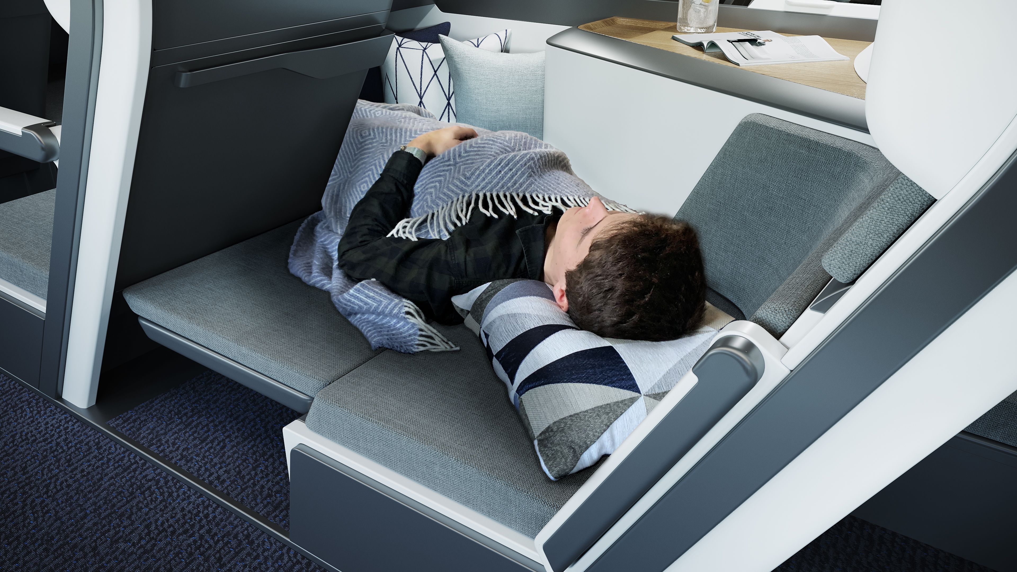 These airplane 'seats' are the closest thing to your bed at home