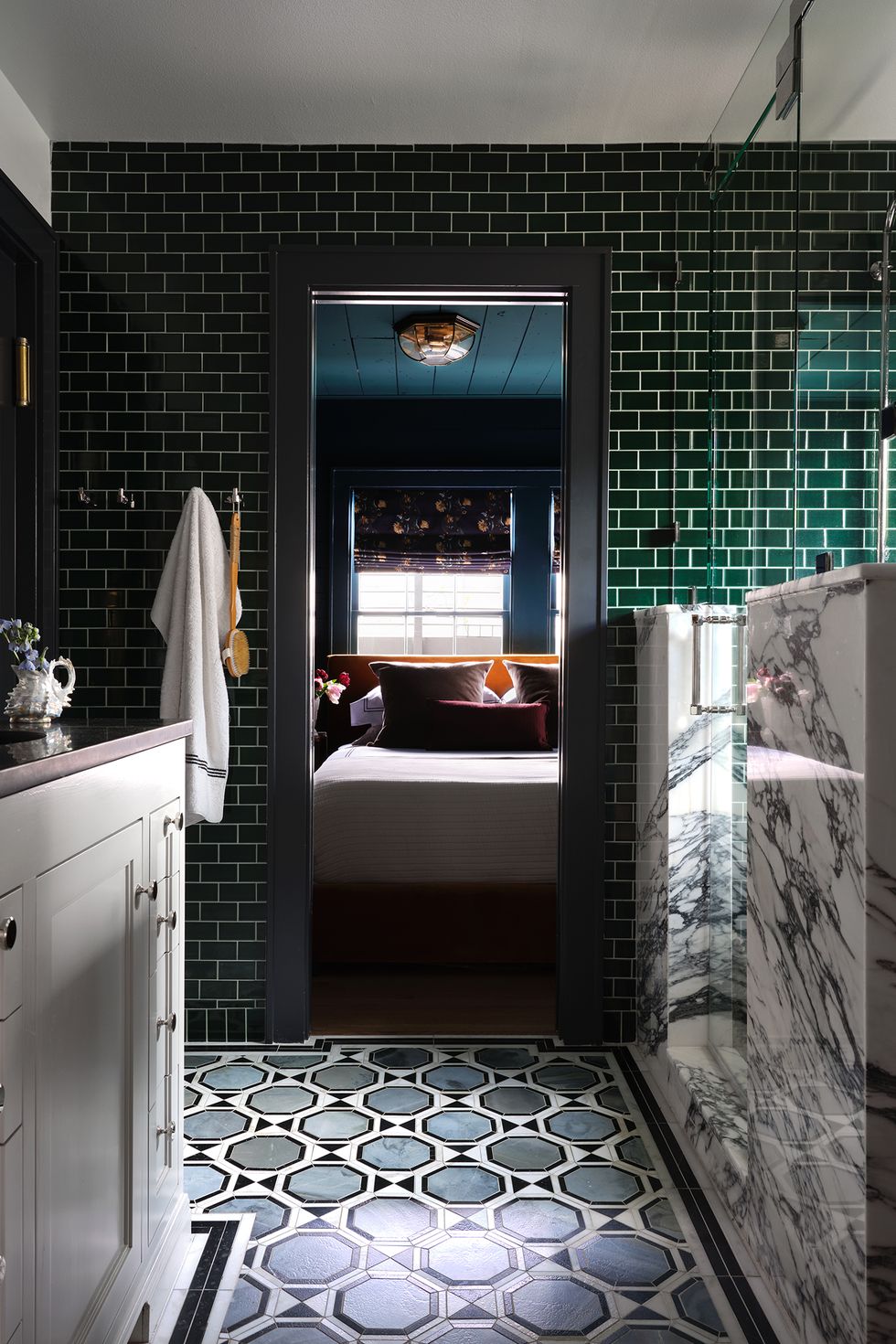 modern bathroom ideas moody green tile