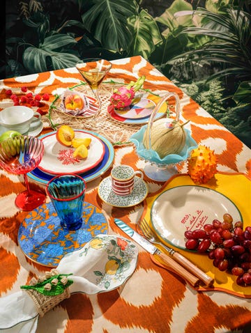 a table with plates and food