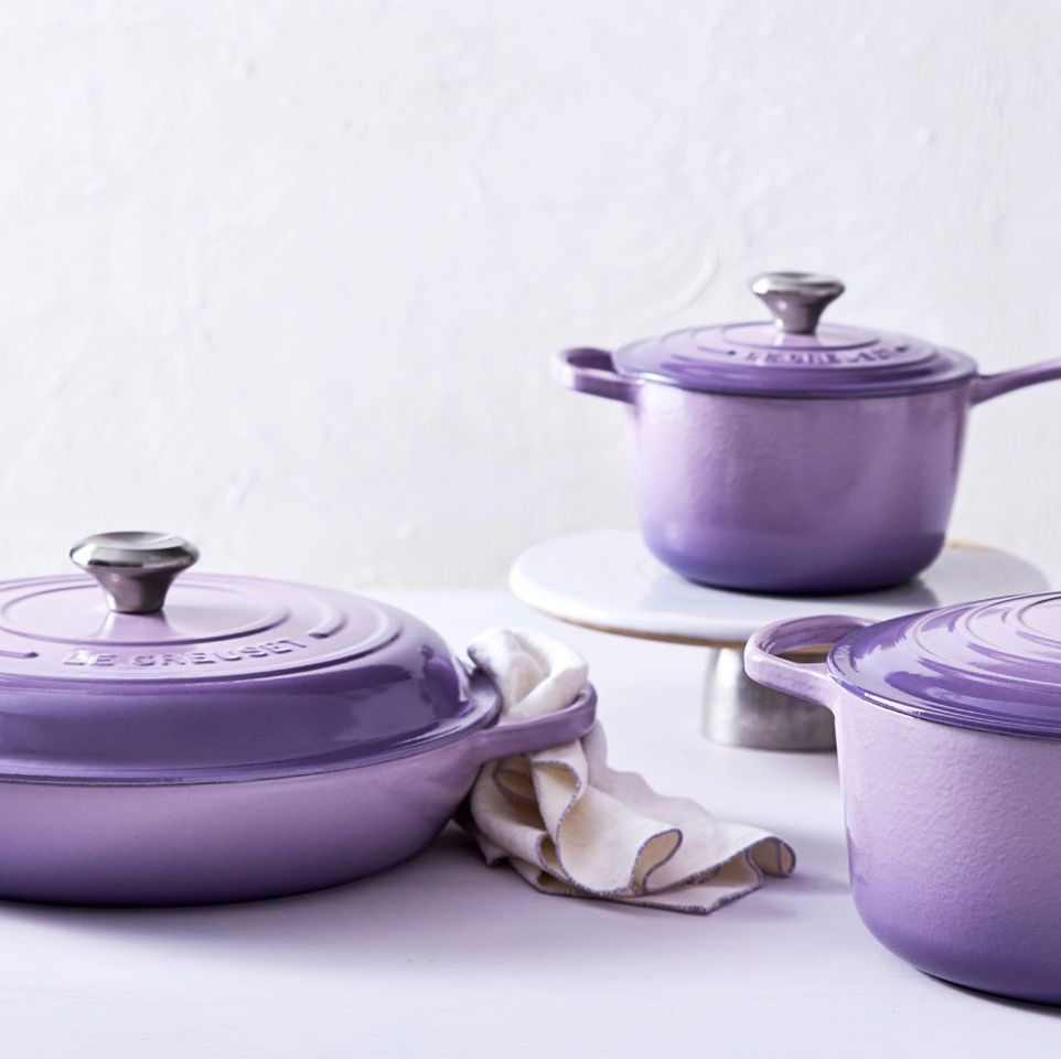 Le Creuset rice pot, lid holder, spoon rest in Provence/Bluebell Purple