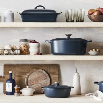 kitchen shelves with pots and pans