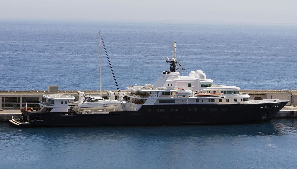 oil tycoon roman abramovich's yacht moored in monaco