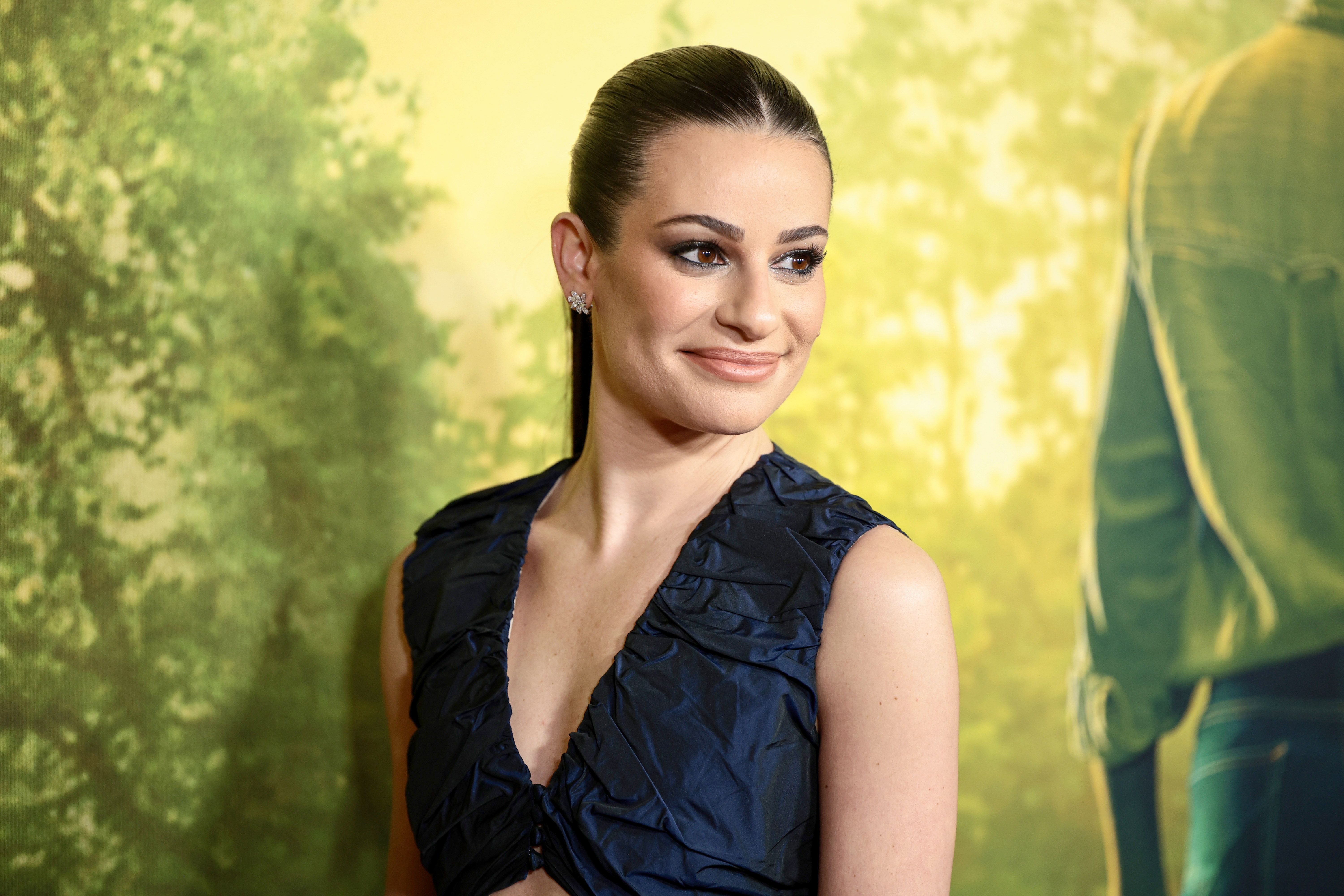 Glee' star Lea Michele, wearing no make-up and sporting pink