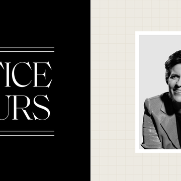 the office hours logo and a black and white headshot of kara swisher