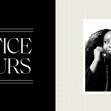 the office hours logo on the left and a black and white photo of marjon carlos on the right