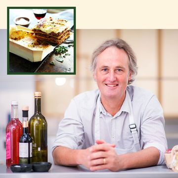 charlie bingham chef with homemade lasagne