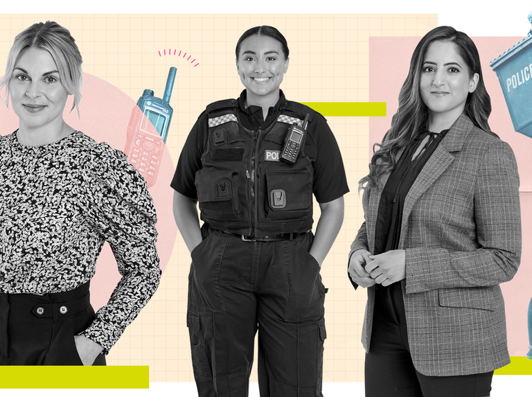 3 portrait shots of women who work in the police department   beth, latia and kully