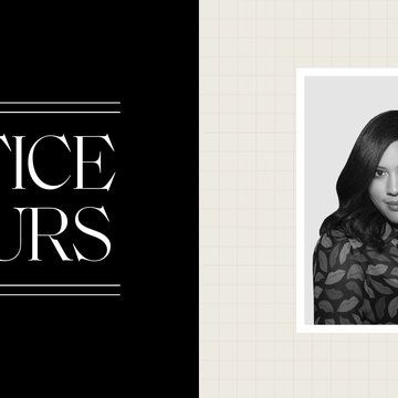 the office hours logo and a headshot of tracy oliver in black and white
