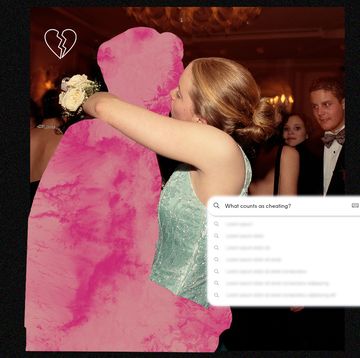 a person in a dress kissing with a search bar