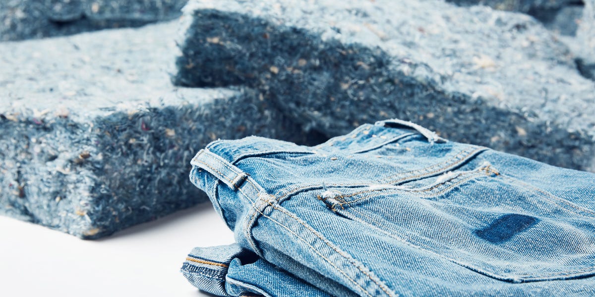 Converting jeans into denim insulation 