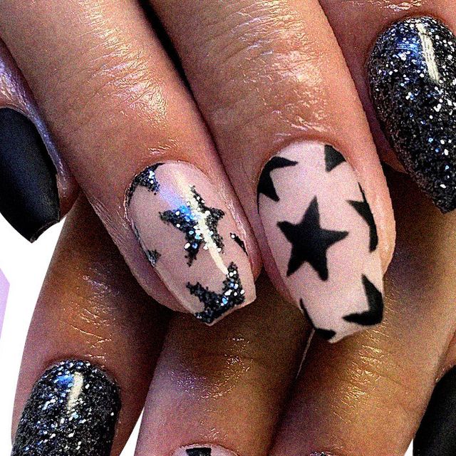 17 Black Glitter Nail Ideas for a Polished, Sparkly Mani