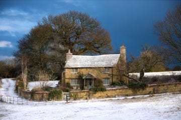 rosehill cottage in the holiday film in the english countryside with snow