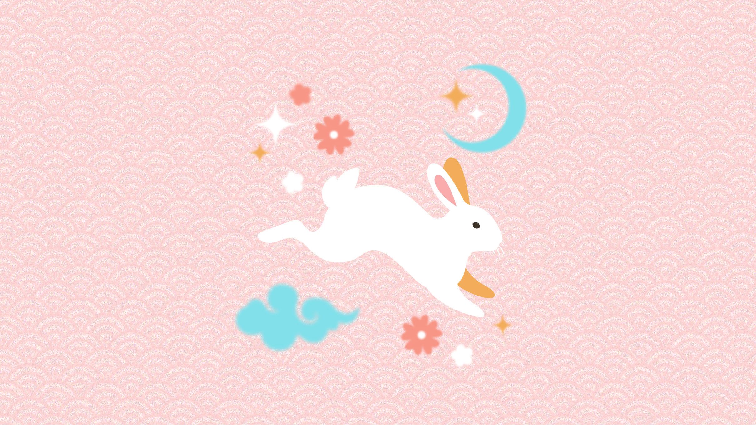 Year of the Rabbit 2023 New Years Card Rabbit in the Moon 