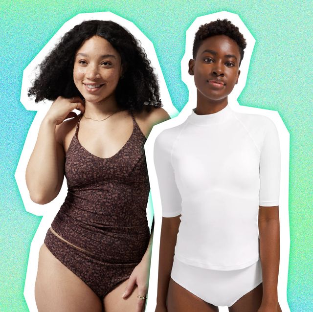 Plus Size Women's Loose Short Sleeved Rash Guard Swimsuit-Aqua – Holipick
