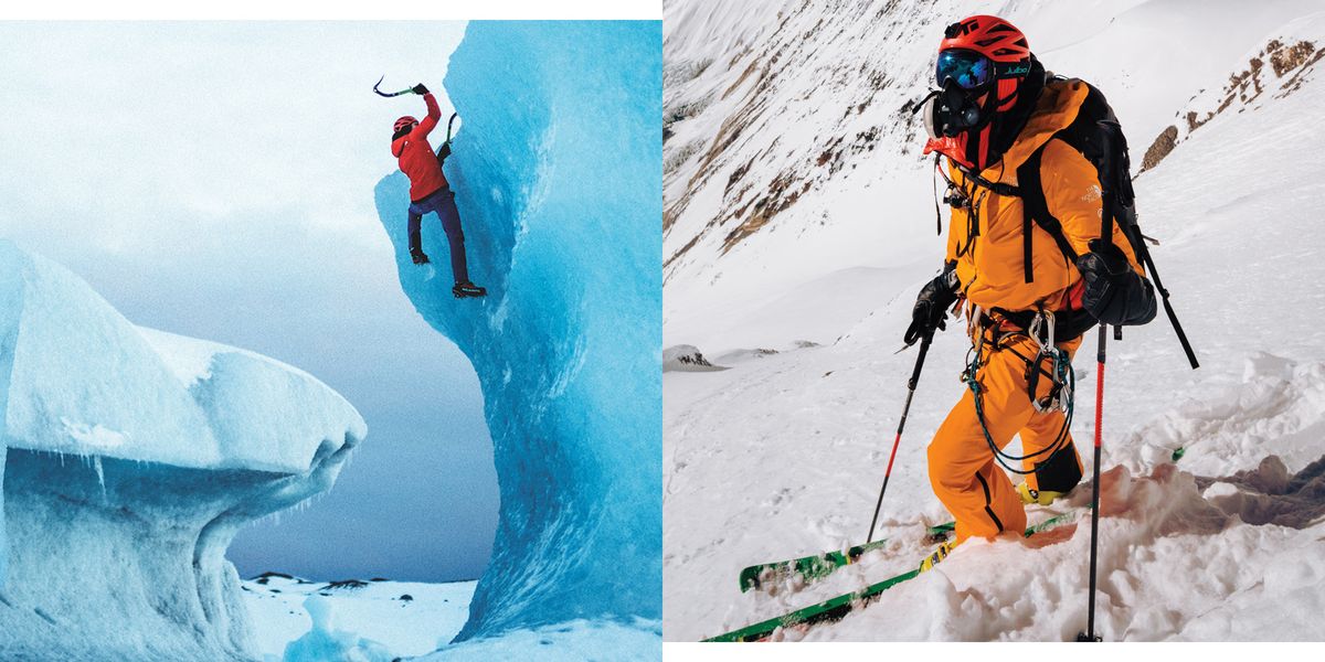 Skier, Mountaineering, Mountaineer, Geological phenomenon, Adventure, Ice climbing, Recreation, Extreme sport, Snow, Ski, 