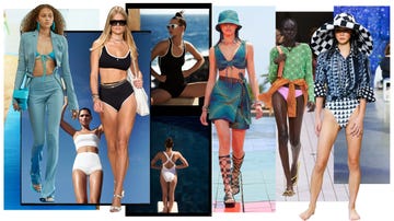 several models wearing swimwear in the bazaar guide to swimwear summer 2022