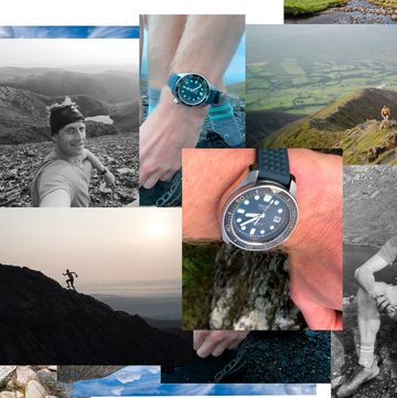 Arm, Human, Wrist, Watch, People in nature, Analog watch, Collage, Outcrop, Clock, Watch accessory, 