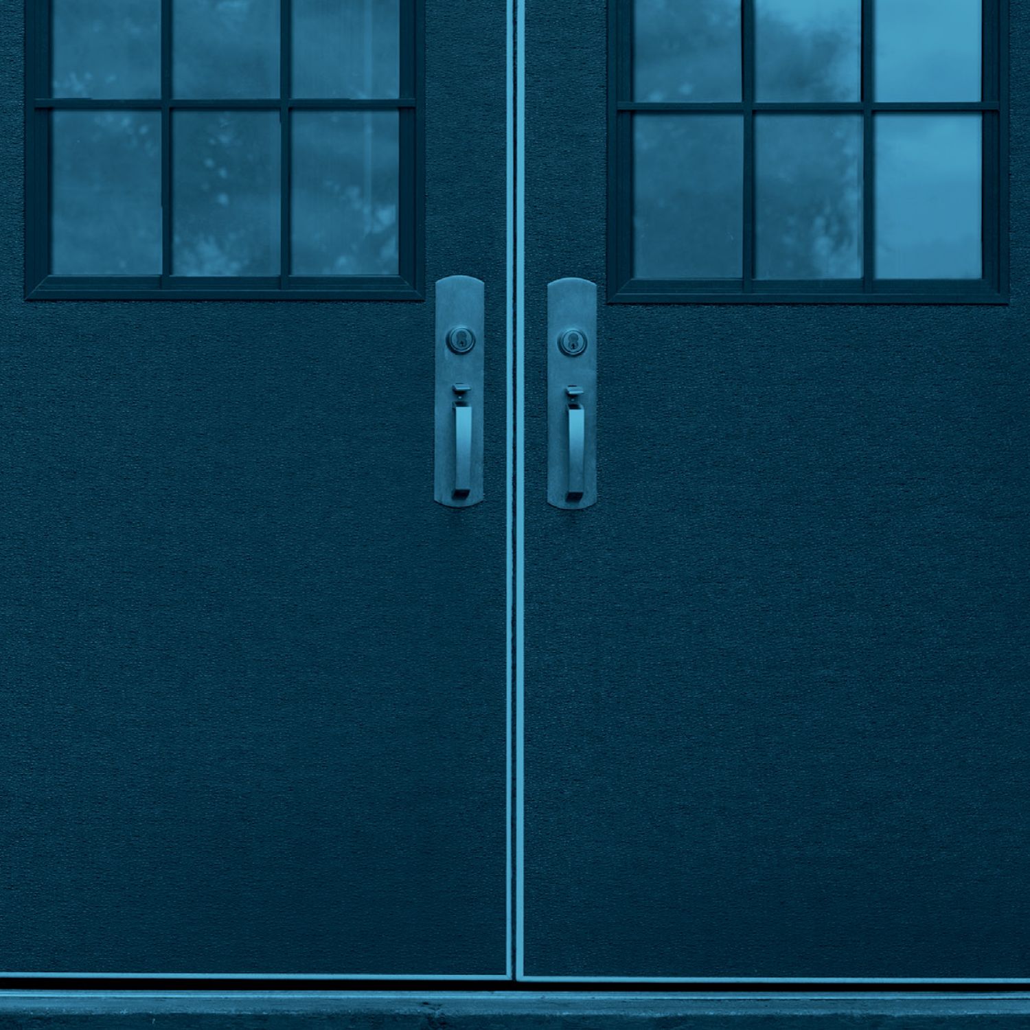 Blue, Door, Turquoise, Architecture, Glass, Home door, Window, Door handle, Metal, 