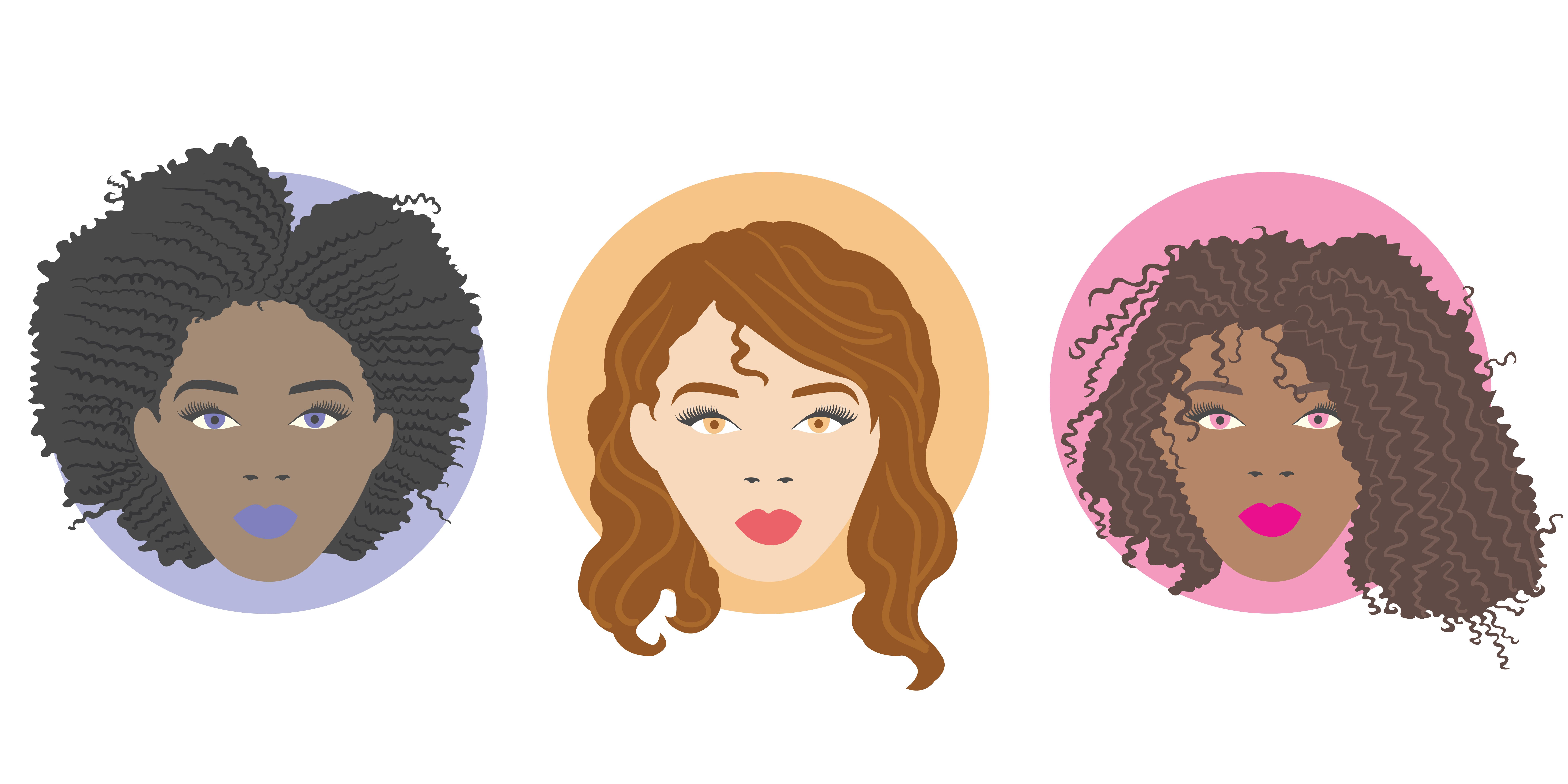 curly and straight hair clipart