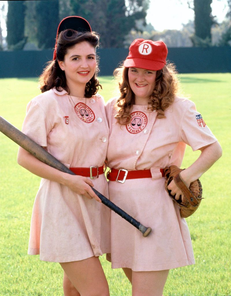 A League of Their Own Rockford Peaches AAGPBL Baseball Womens Costume Dress  Movie Cosplay Costume Set(dress+belt+hat)