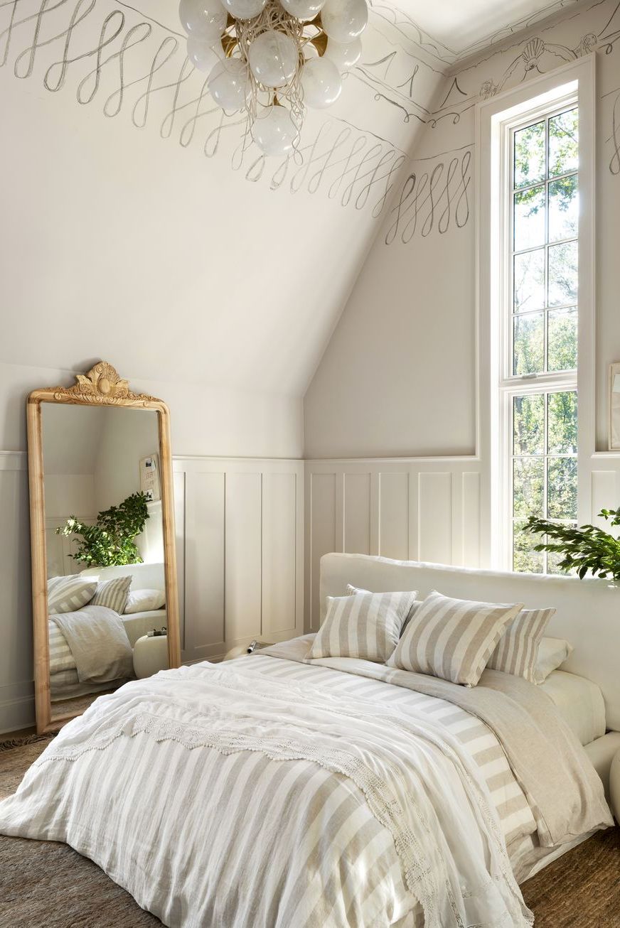 white and taupe bedroom by leanne ford