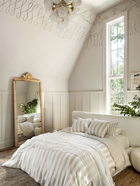 white and taupe bedroom by leanne ford