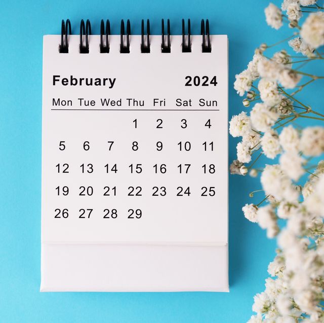 february 2024 calendar flat lay