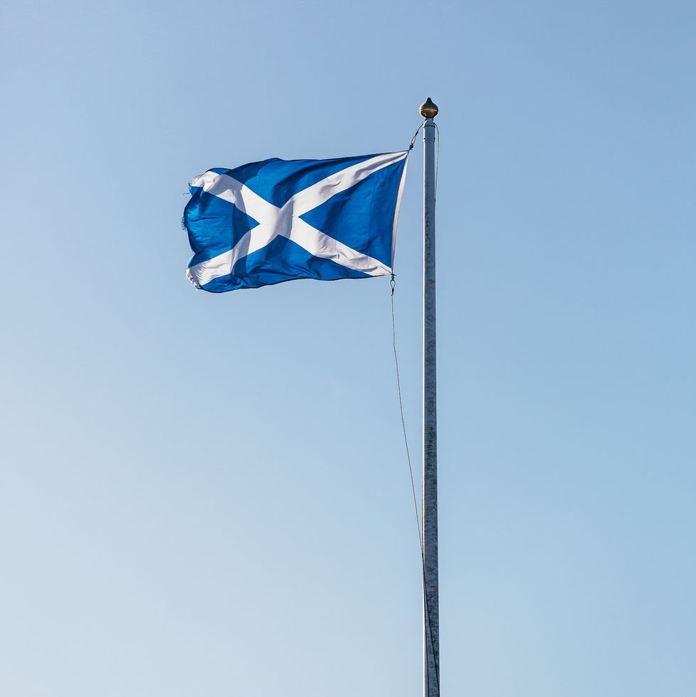 scottish flag blowing in the wind