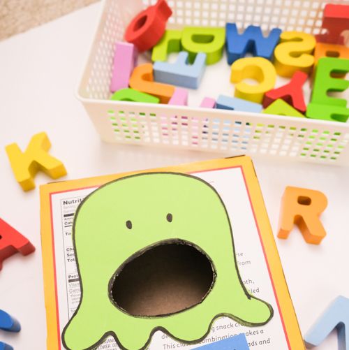 feed the monster learning activity for toddlers and preschoolers