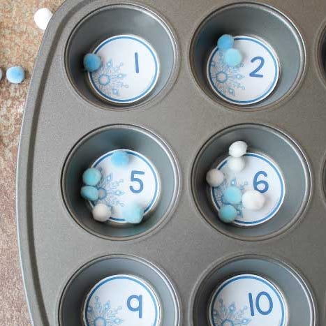 muffin tin counting learning activity for toddlers and preschoolers