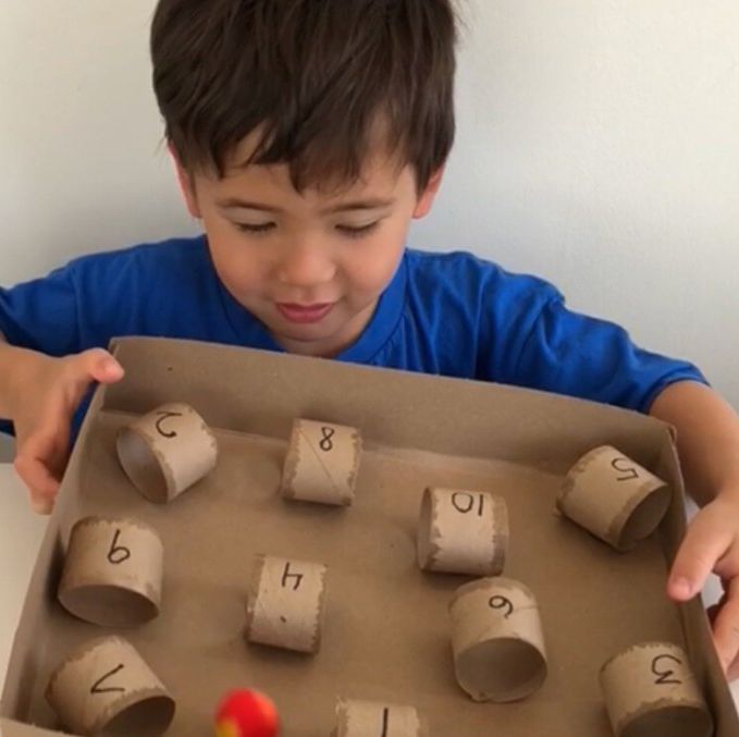 cardboard tube number maze learning activity for toddlers and preschoolers