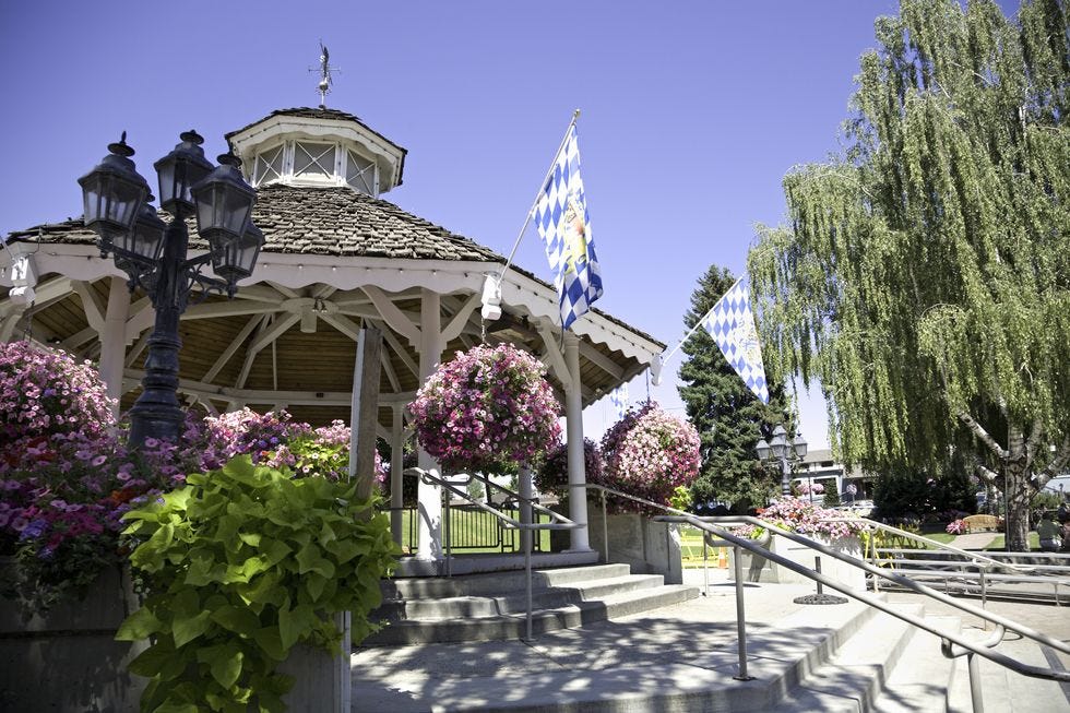 a building with a flag on top